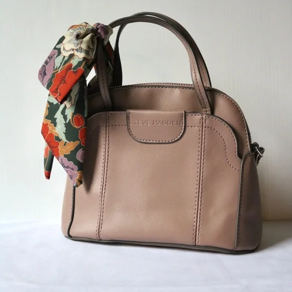 Steve Madden Steve Bcosta Handbag Crossbody Purse Floral Scarf Nude Neutral - Picture 8 of 8